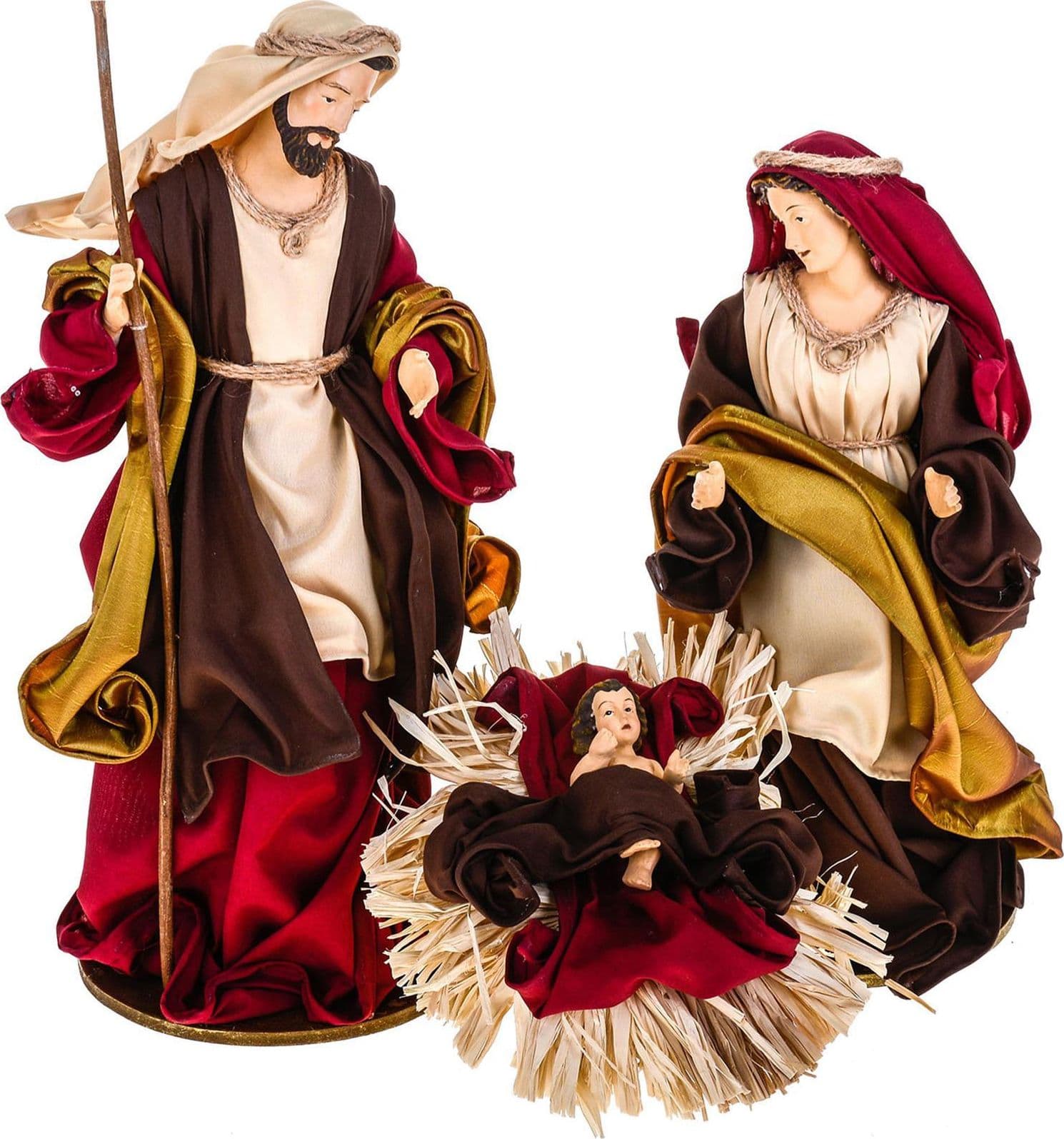 Natività completa per presepe in tessuto set da 3 statue decorazione natalizia h 36 cm in Statuine e fondali per il presepe MagiediNatale.it - Altamura, commercioVirtuoso.it