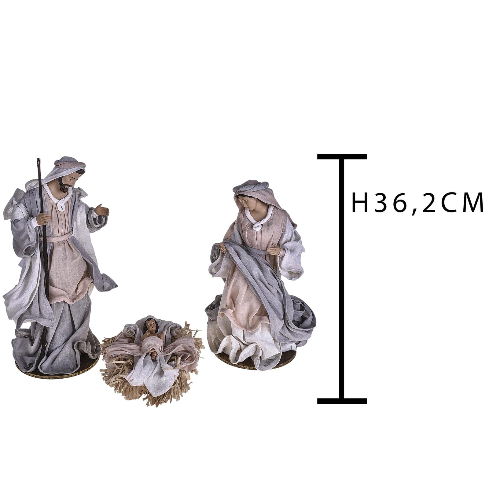 Natività completa per presepe in tessuto set da 3 statue decorazione natalizia h 36 cm in Statuine e fondali per il presepe MagiediNatale.it - Altamura, commercioVirtuoso.it