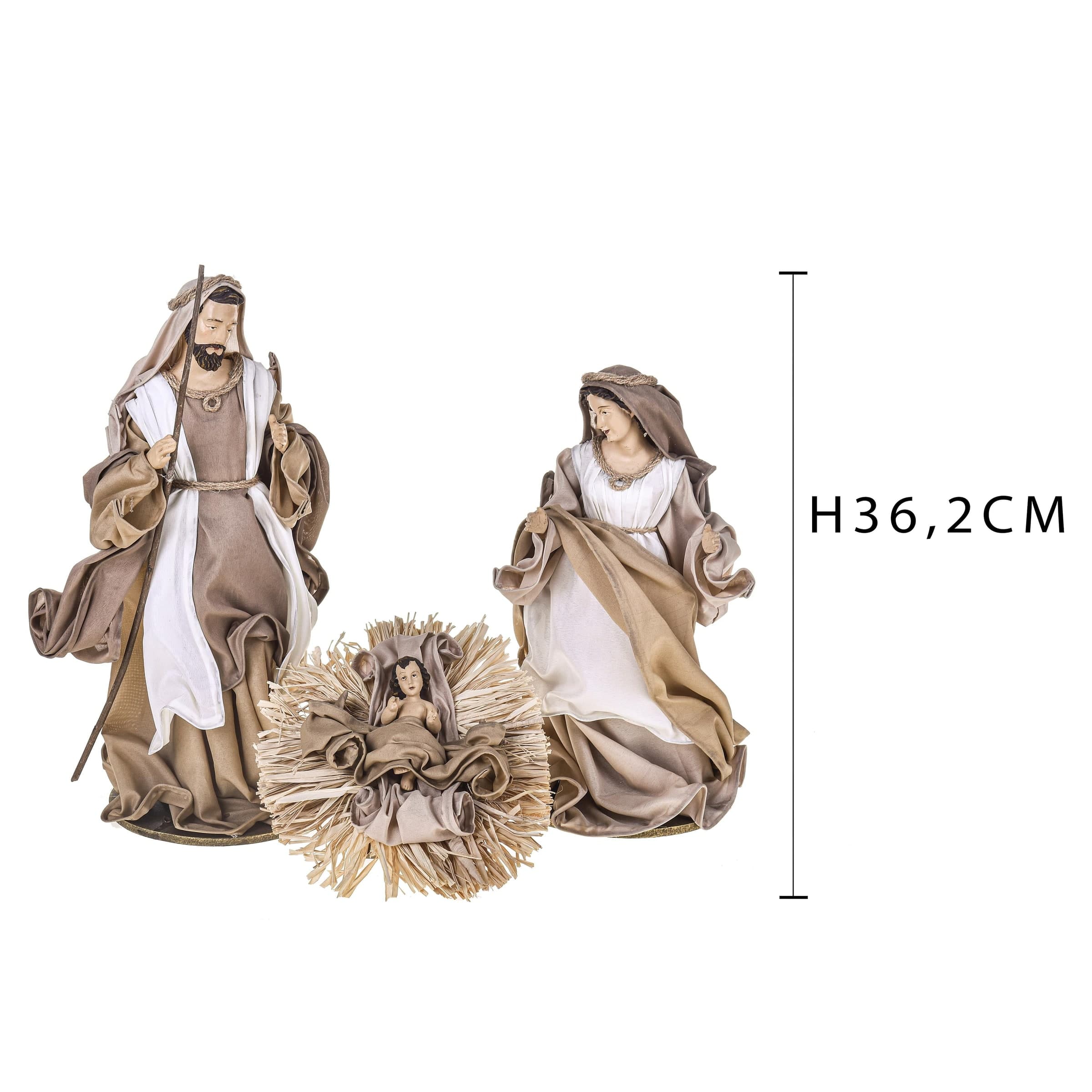 Natività completa per presepe in tessuto set da 3 statue decorazione natalizia h 36 cm in Statuine e fondali per il presepe MagiediNatale.it - Altamura, commercioVirtuoso.it
