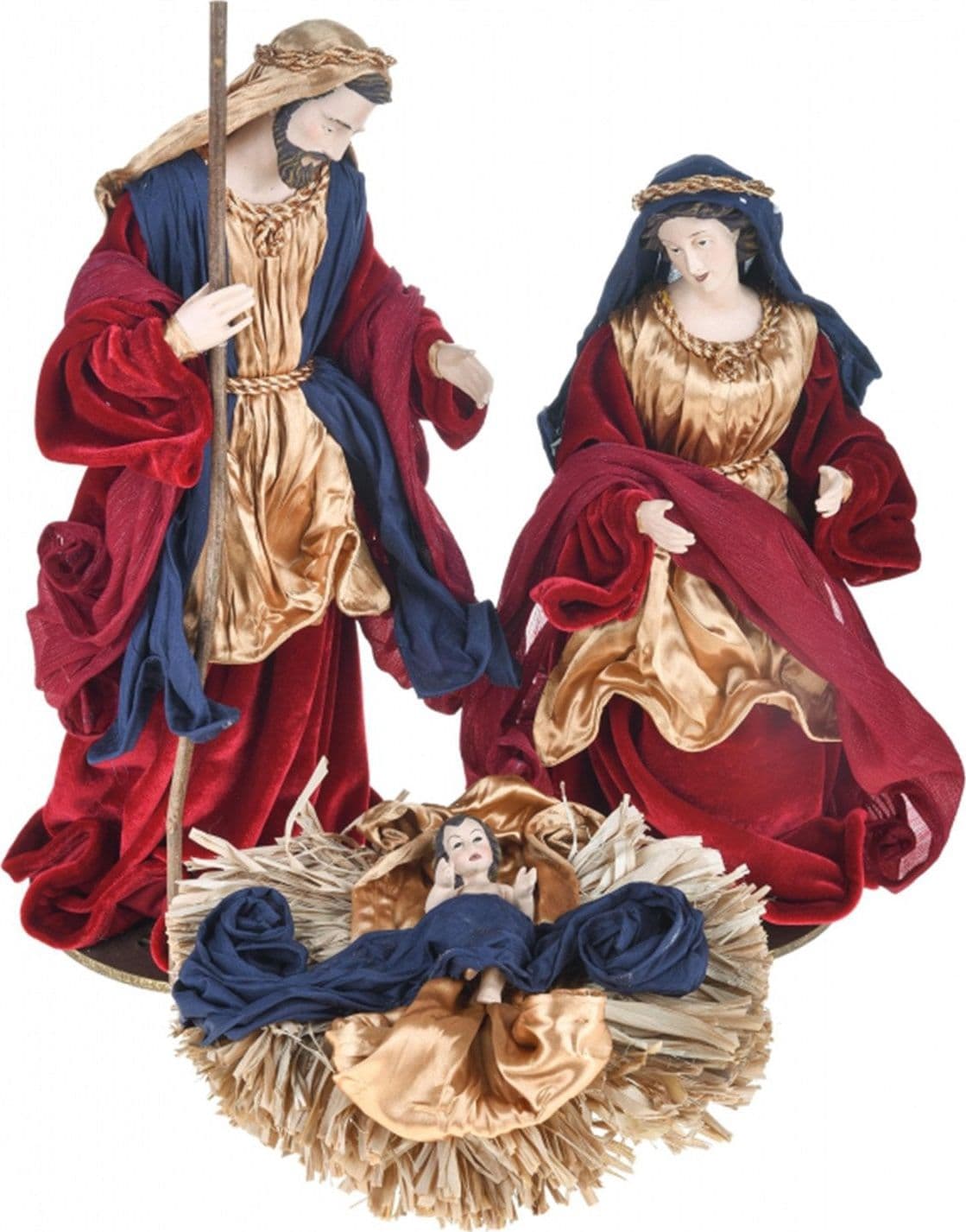 Natività completa per presepe in tessuto set da 3 statue decorazione natalizia h 36 cm in Statuine e fondali per il presepe MagiediNatale.it - Altamura, commercioVirtuoso.it