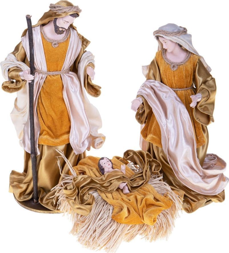 Natività completa per presepe in tessuto set da 3 statue decorazione natalizia h 36 cm in Statuine e fondali per il presepe MagiediNatale.it - Altamura, commercioVirtuoso.it