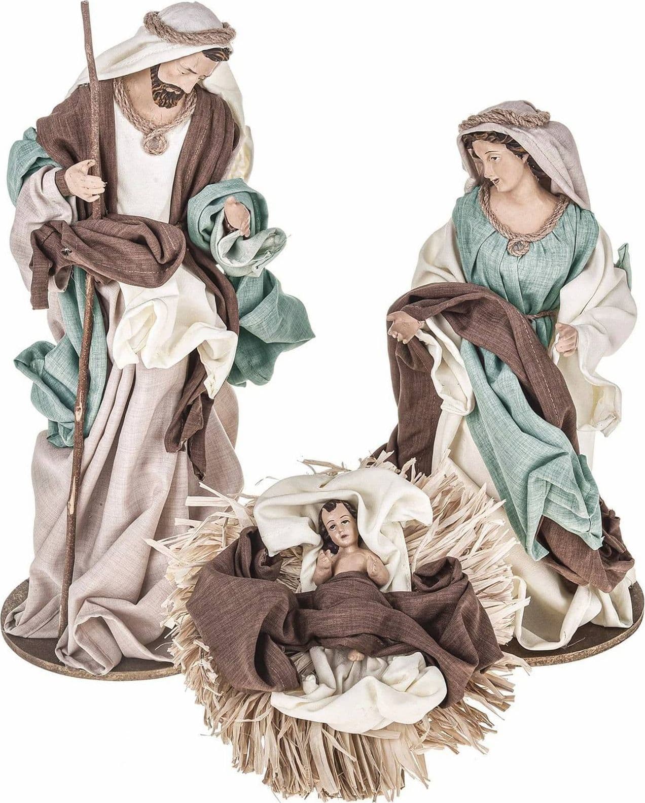 Natività completa per presepe in tessuto set da 3 statue decorazione natalizia h 36 cm in Statuine e fondali per il presepe MagiediNatale.it - Altamura, commercioVirtuoso.it