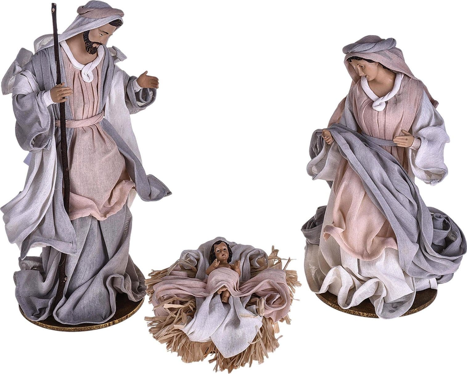 Natività completa per presepe in tessuto set da 3 statue decorazione natalizia h 36 cm in Statuine e fondali per il presepe MagiediNatale.it - Altamura, commercioVirtuoso.it