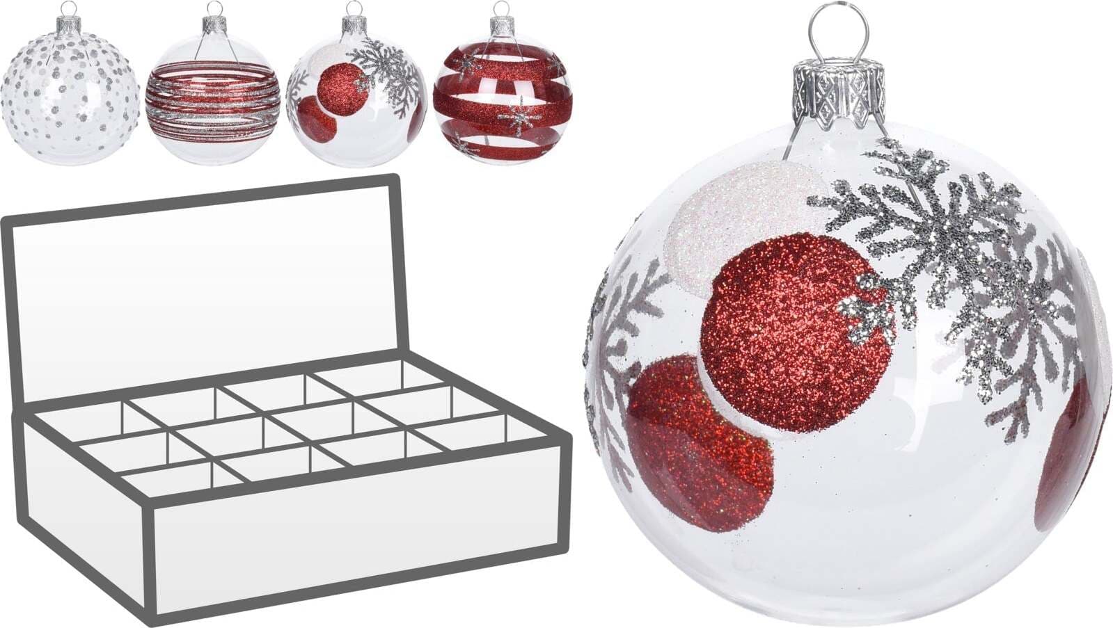 12 palline per albero di natale in vetro da Ø 8 cm pendaglio decorato Casa e cucina/Decorazioni per interni/Addobbi e decorazioni per ricorrenze/Decorazioni natalizie/Addobbi e decorazioni/Palle e palline MagiediNatale.it - Altamura, Commerciovirtuoso.it