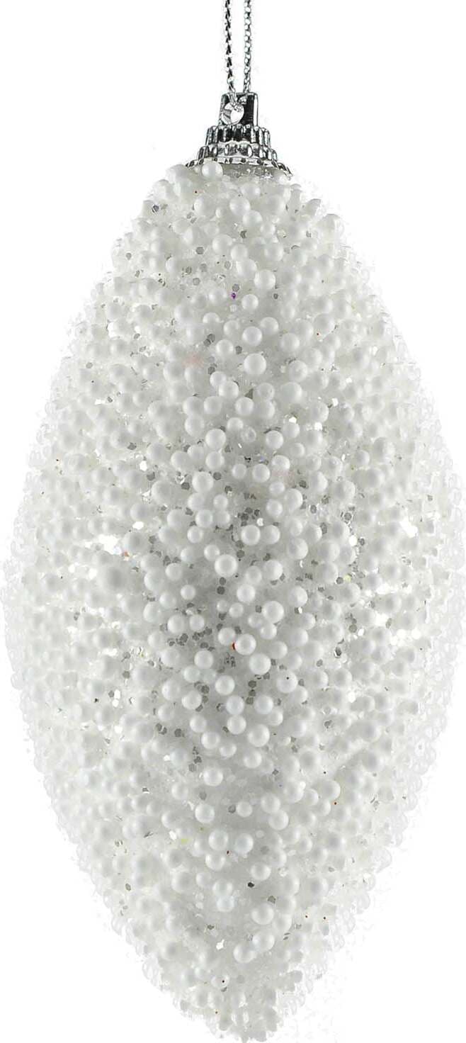 6 palline per albero di natale Bianche da h 12 cm pendaglio decorato