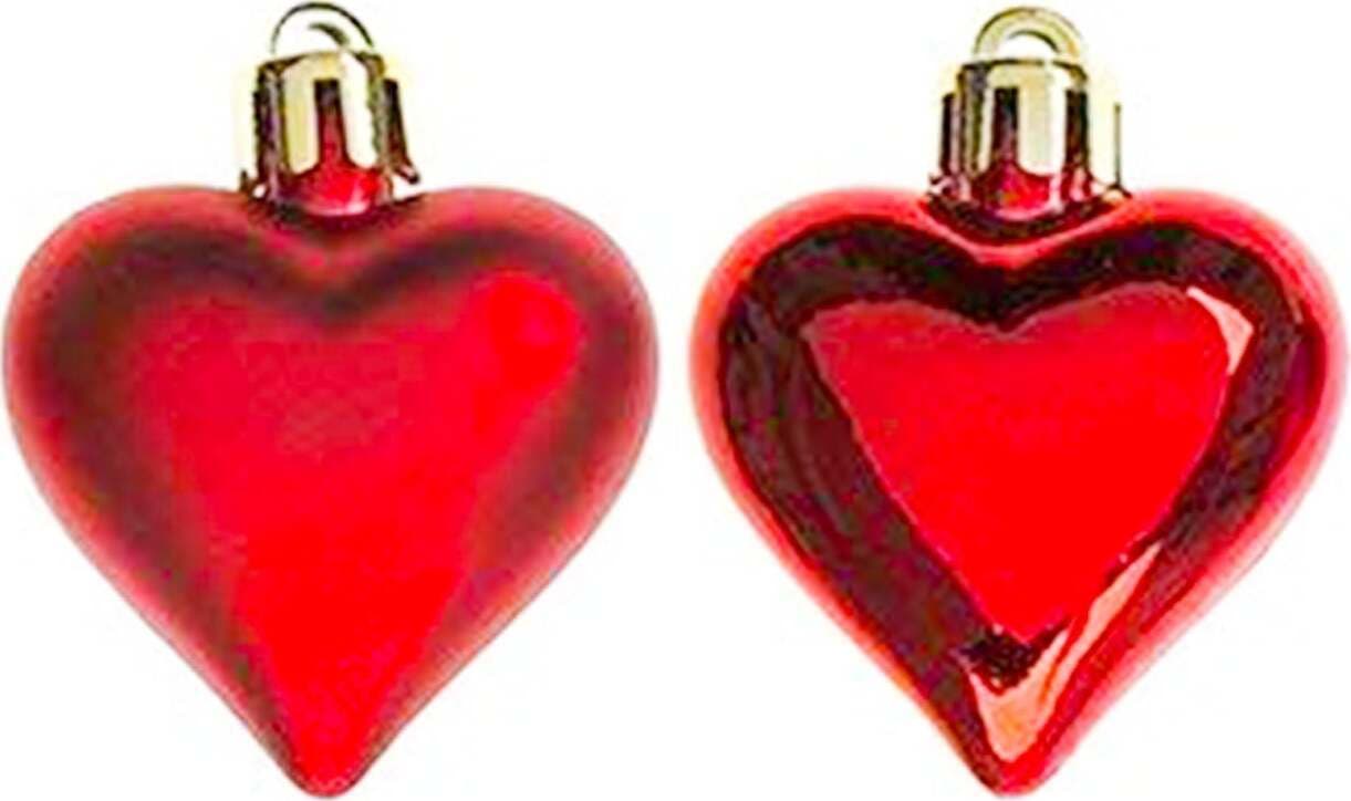 14 palline per albero di natale a forma di cuore da h 4 cm pendaglio decorato