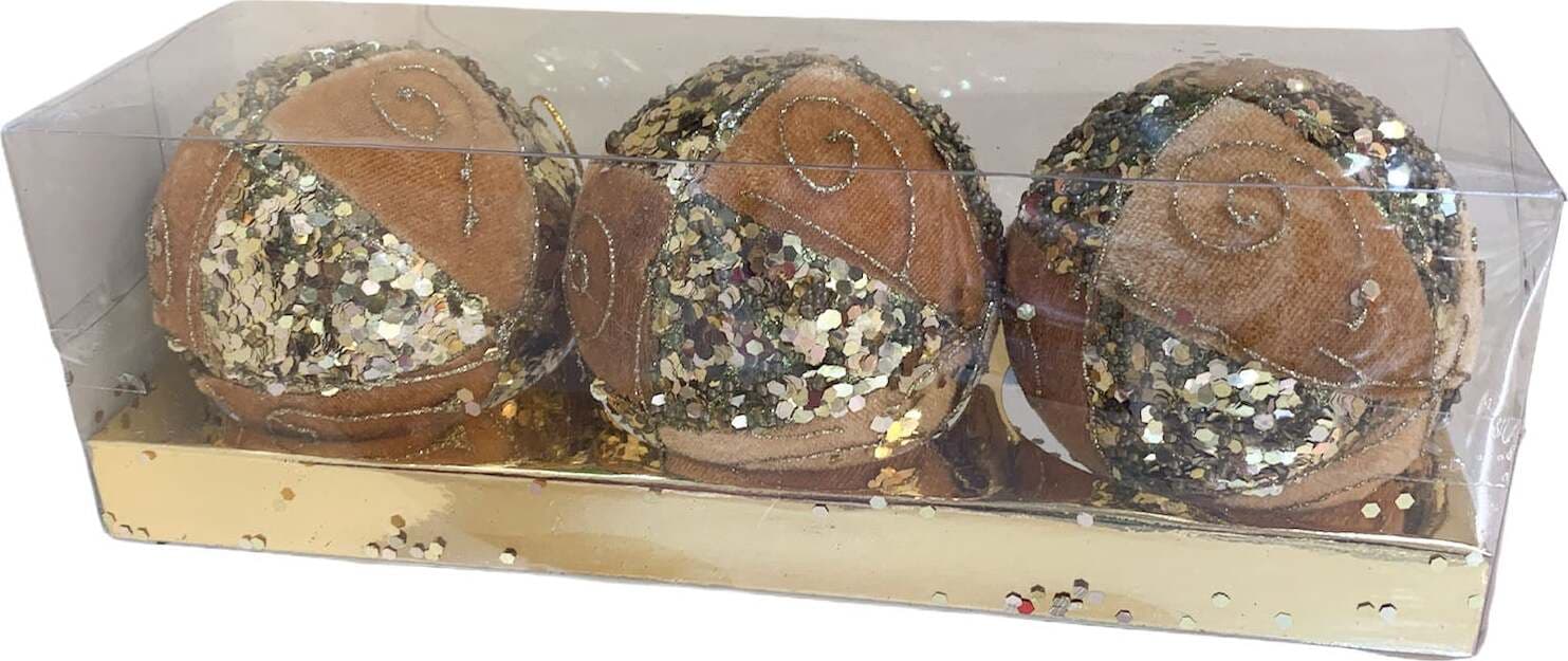 3 palline per albero di natale in velluto Oro con paillettes da Ø 7 cm pendaglio decorato Casa e cucina/Decorazioni per interni/Addobbi e decorazioni per ricorrenze/Decorazioni natalizie/Addobbi e decorazioni/Palle e palline MagiediNatale.it - Altamura, Commerciovirtuoso.it