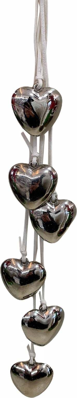 Pendaglio con cuori in metallo beige h 46 cm, pallina per Albero di Natale addobbi natalizi