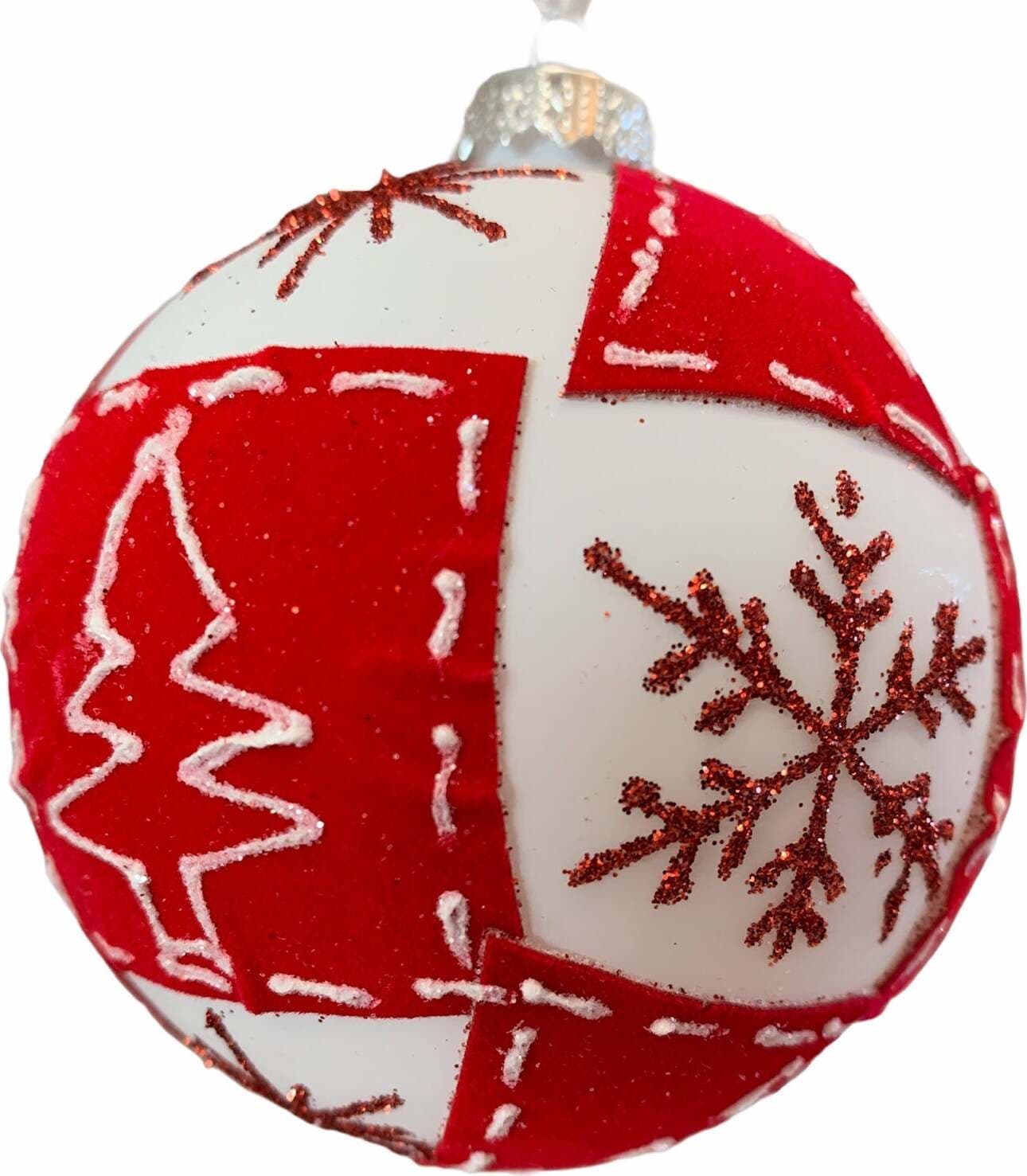 15 Palline per albero di natale in vetro bianco e velluto rosso da Ø 8 cm pendaglio decorato Casa e cucina/Decorazioni per interni/Addobbi e decorazioni per ricorrenze/Decorazioni natalizie/Addobbi e decorazioni/Palle e palline MagiediNatale.it - Altamura, Commerciovirtuoso.it