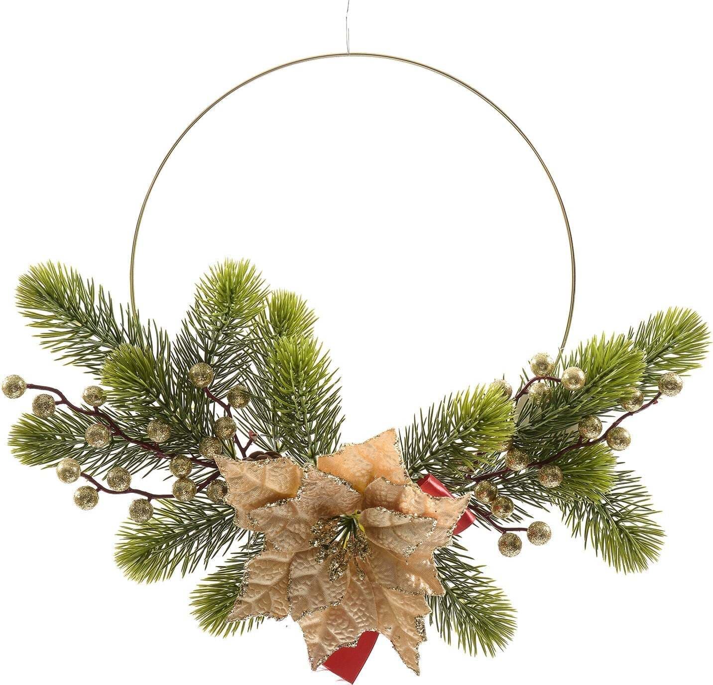 Dietro porta natalizio con bacche e pigne per albero o dietro porta Ø 40 cm