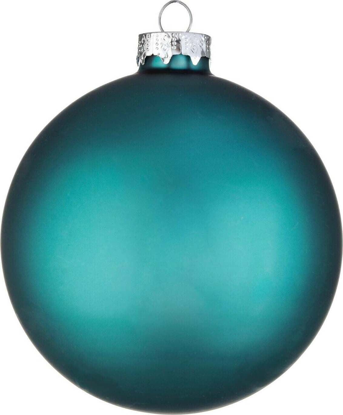 4 palline per albero di natale in vetro Blu Opaco da Ø 10 cm pendaglio Tinta Unita