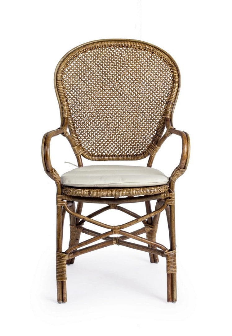 Sedia "Edelina" con rattan, per arredo interno con braccioli, 55 x 62 x h 96 cm in Sedie Decor Space - Altamura, commercioVirtuoso.it