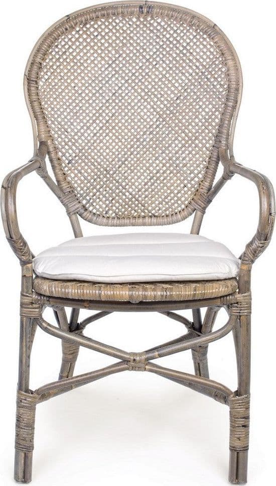 Sedia "Edelina" con rattan, per arredo interno con braccioli, 55 x 62 x h 96 cm in Sedie Decor Space - Altamura, commercioVirtuoso.it