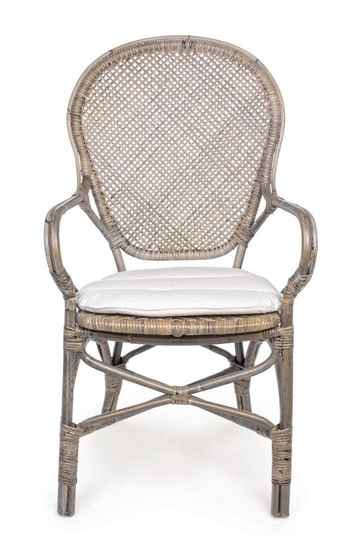 Sedia "Edelina" con rattan, per arredo interno con braccioli, 55 x 62 x h 96 cm in Sedie Decor Space - Altamura, commercioVirtuoso.it