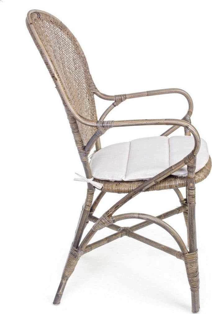 Sedia "Edelina" con rattan, per arredo interno con braccioli, 55 x 62 x h 96 cm in Sedie Decor Space - Altamura, commercioVirtuoso.it