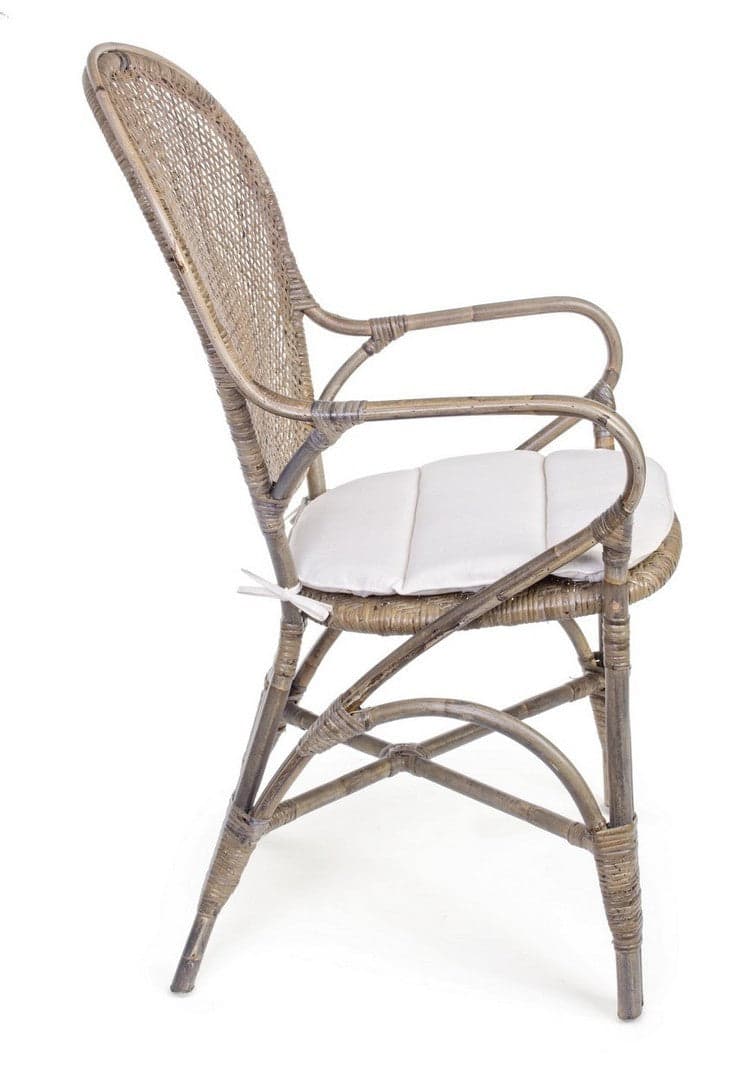Sedia "Edelina" con rattan, per arredo interno con braccioli, 55 x 62 x h 96 cm in Sedie Decor Space - Altamura, commercioVirtuoso.it