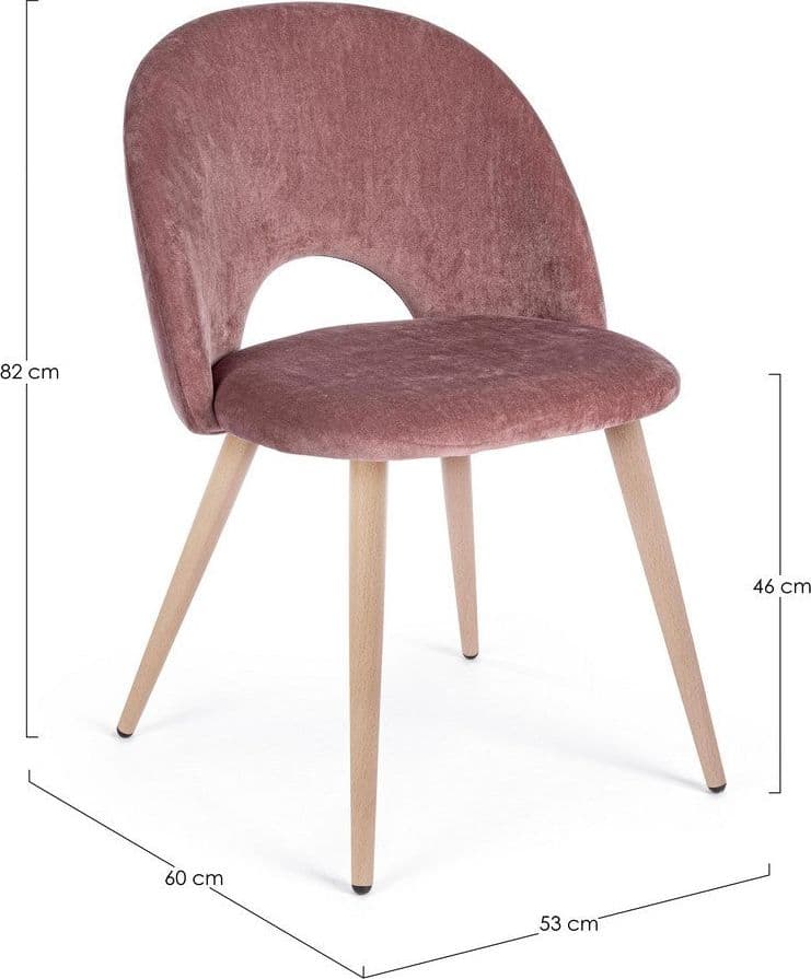 Sedia "Linzey" con gambe in acciaio verniciate effetto legno naturale, per arredo interno 53 x 60 x h 82 cm in Sedie Decor Space - Altamura, commercioVirtuoso.it