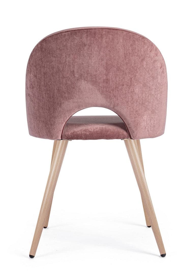 Sedia "Linzey" con gambe in acciaio verniciate effetto legno naturale, per arredo interno 53 x 60 x h 82 cm in Sedie Decor Space - Altamura, commercioVirtuoso.it