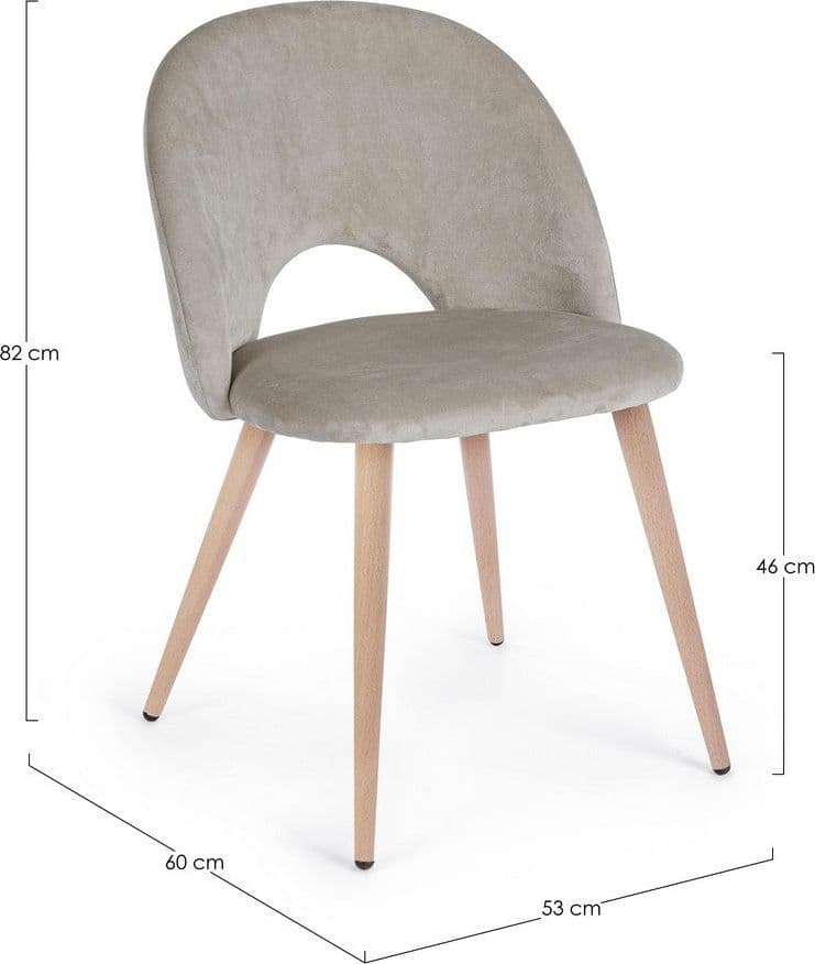 Sedia "Linzey" con gambe in acciaio verniciate effetto legno naturale, per arredo interno 53 x 60 x h 82 cm in Sedie Decor Space - Altamura, commercioVirtuoso.it