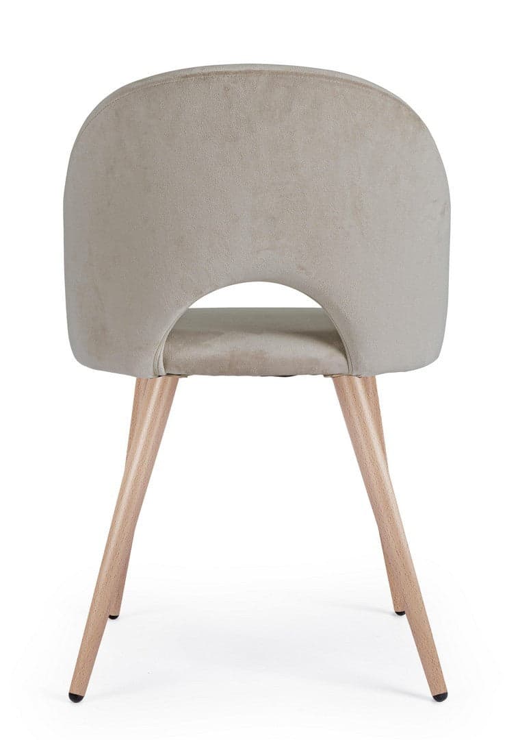 Sedia "Linzey" con gambe in acciaio verniciate effetto legno naturale, per arredo interno 53 x 60 x h 82 cm in Sedie Decor Space - Altamura, commercioVirtuoso.it