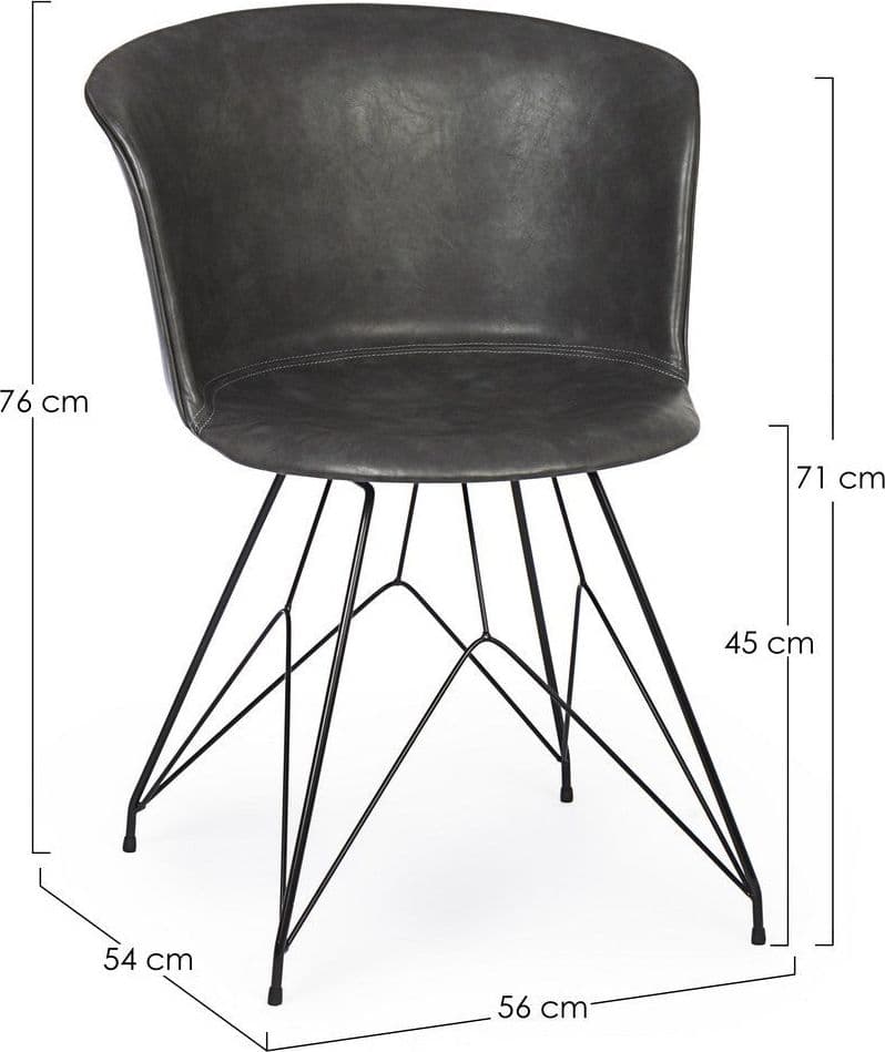 Sedia "Loft" con gambe in acciaio verniciato a polvere epossidica, per arredo interno 56 x 54 x h 76 cm - 25