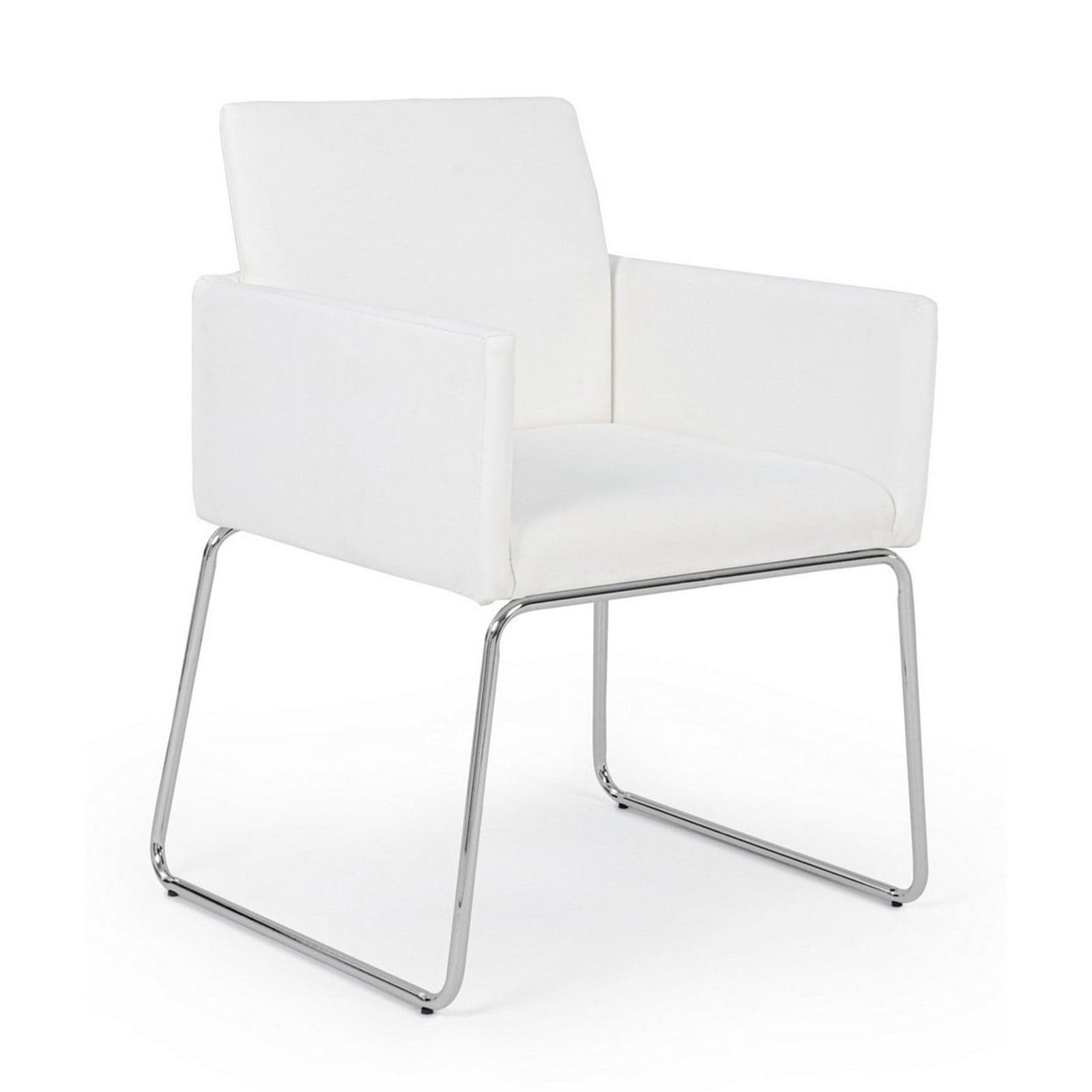 Sedia "Sixty Text" con struttura in acciaio e compensato, per arredo interno con braccioli, 60 x 54 x h 80,5 cm in Sedie Decor Space - Altamura, commercioVirtuoso.it