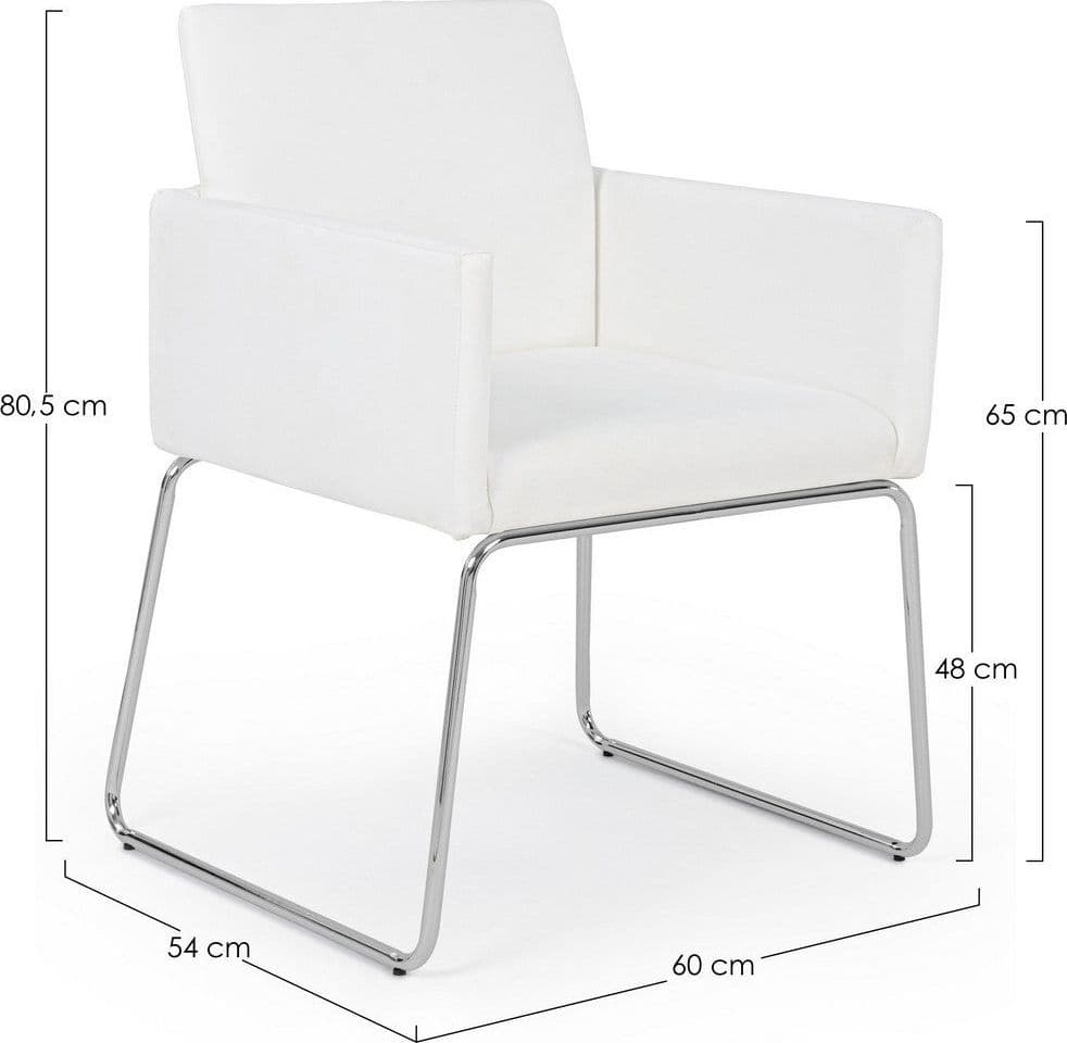 Sedia "Sixty Text" con struttura in acciaio e compensato, per arredo interno con braccioli, 60 x 54 x h 80,5 cm in Sedie Decor Space - Altamura, commercioVirtuoso.it