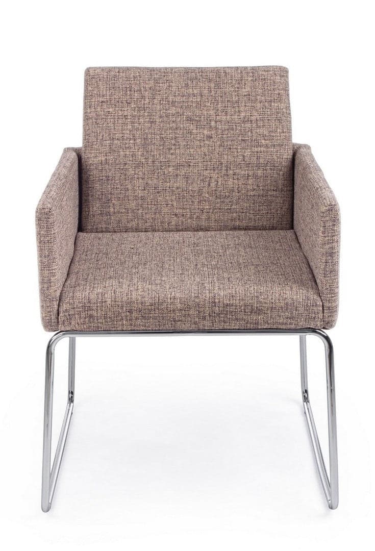 Sedia "Sixty Text" con struttura in acciaio e compensato, per arredo interno con braccioli, 60 x 54 x h 80,5 cm in Sedie Decor Space - Altamura, commercioVirtuoso.it