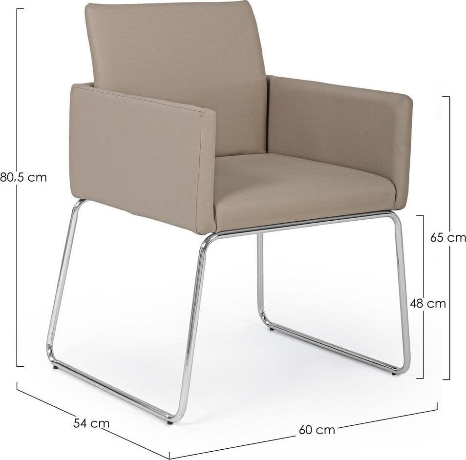 Sedia "Sixty Text" con struttura in acciaio e compensato, per arredo interno con braccioli, 60 x 54 x h 80,5 cm in Sedie Decor Space - Altamura, commercioVirtuoso.it