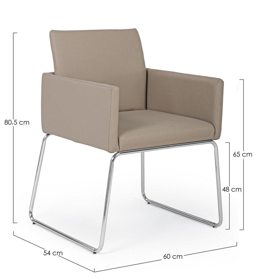 Sedia "Sixty Text" con struttura in acciaio e compensato, per arredo interno con braccioli, 60 x 54 x h 80,5 cm in Sedie Decor Space - Altamura, commercioVirtuoso.it