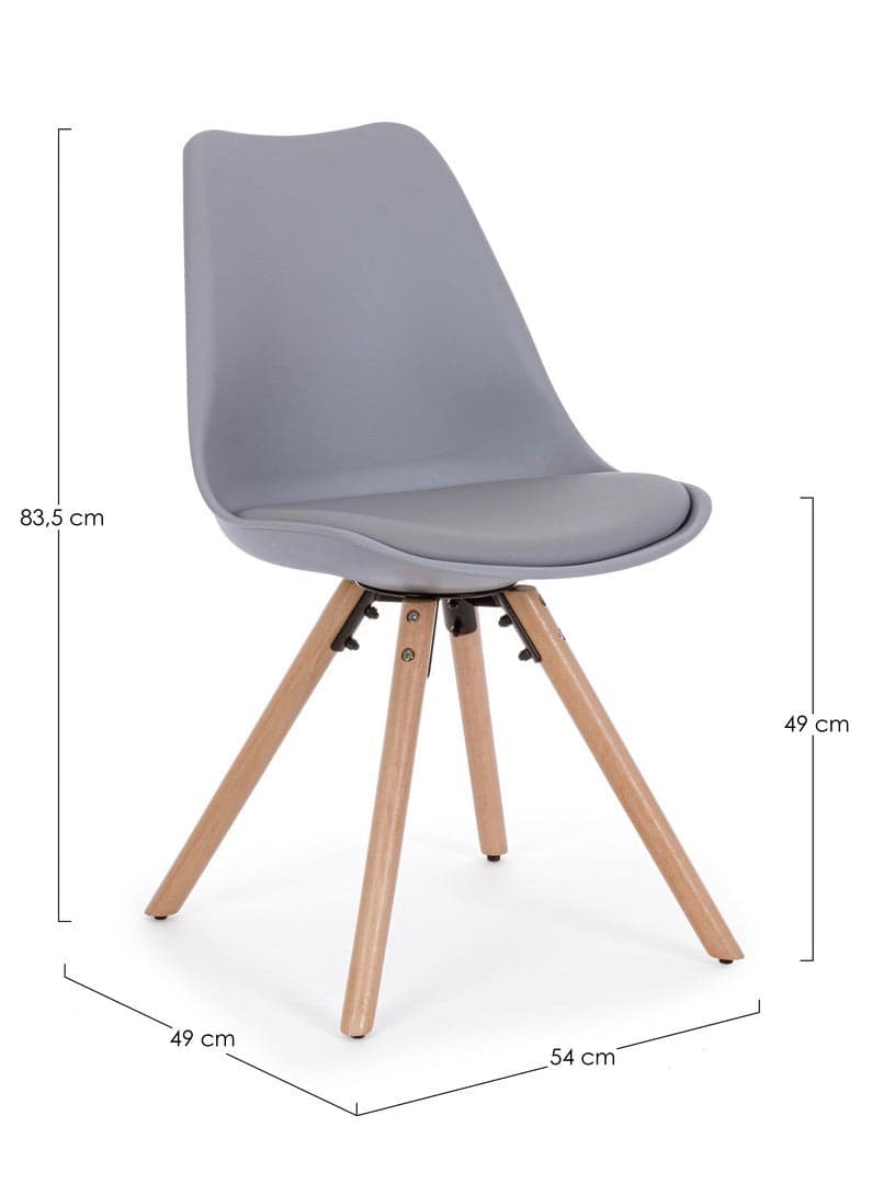 Sedia "New Trend" con gambe in legno di faggio, per arredo interno 54 x 49 x h 83,5 cm in Sedie Decor Space - Altamura, commercioVirtuoso.it