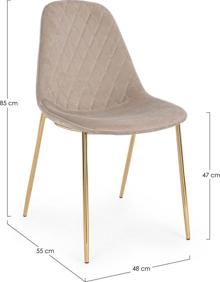 Sedia "Terry" con gambe in tubolare di acciaio con cromatura dorata, per arredo interno 48 x 55 x h 85 cm in Sedie Decor Space - Altamura, commercioVirtuoso.it