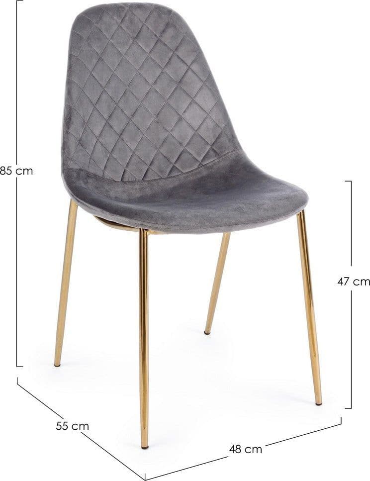 Sedia "Terry" con gambe in tubolare di acciaio con cromatura dorata, per arredo interno 48 x 55 x h 85 cm in Sedie Decor Space - Altamura, commercioVirtuoso.it