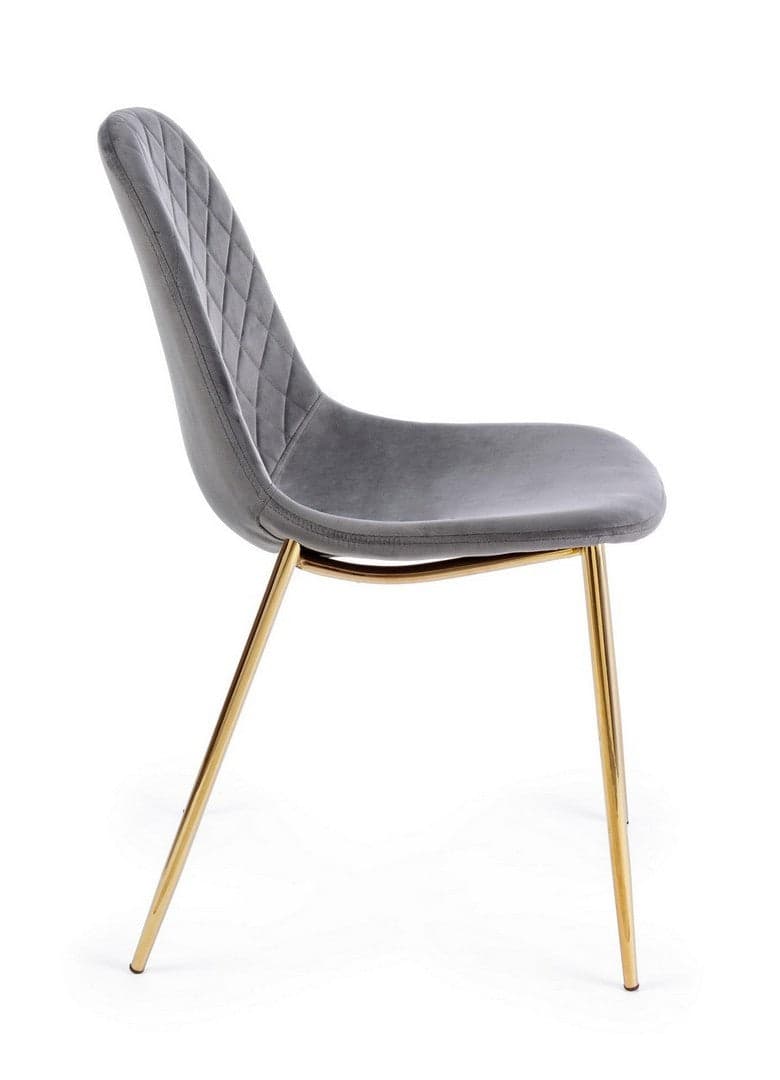 Sedia "Terry" con gambe in tubolare di acciaio con cromatura dorata, per arredo interno 48 x 55 x h 85 cm in Sedie Decor Space - Altamura, commercioVirtuoso.it