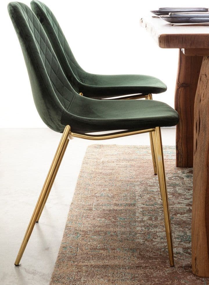 Sedia "Terry" con gambe in tubolare di acciaio con cromatura dorata, per arredo interno 48 x 55 x h 85 cm - 29