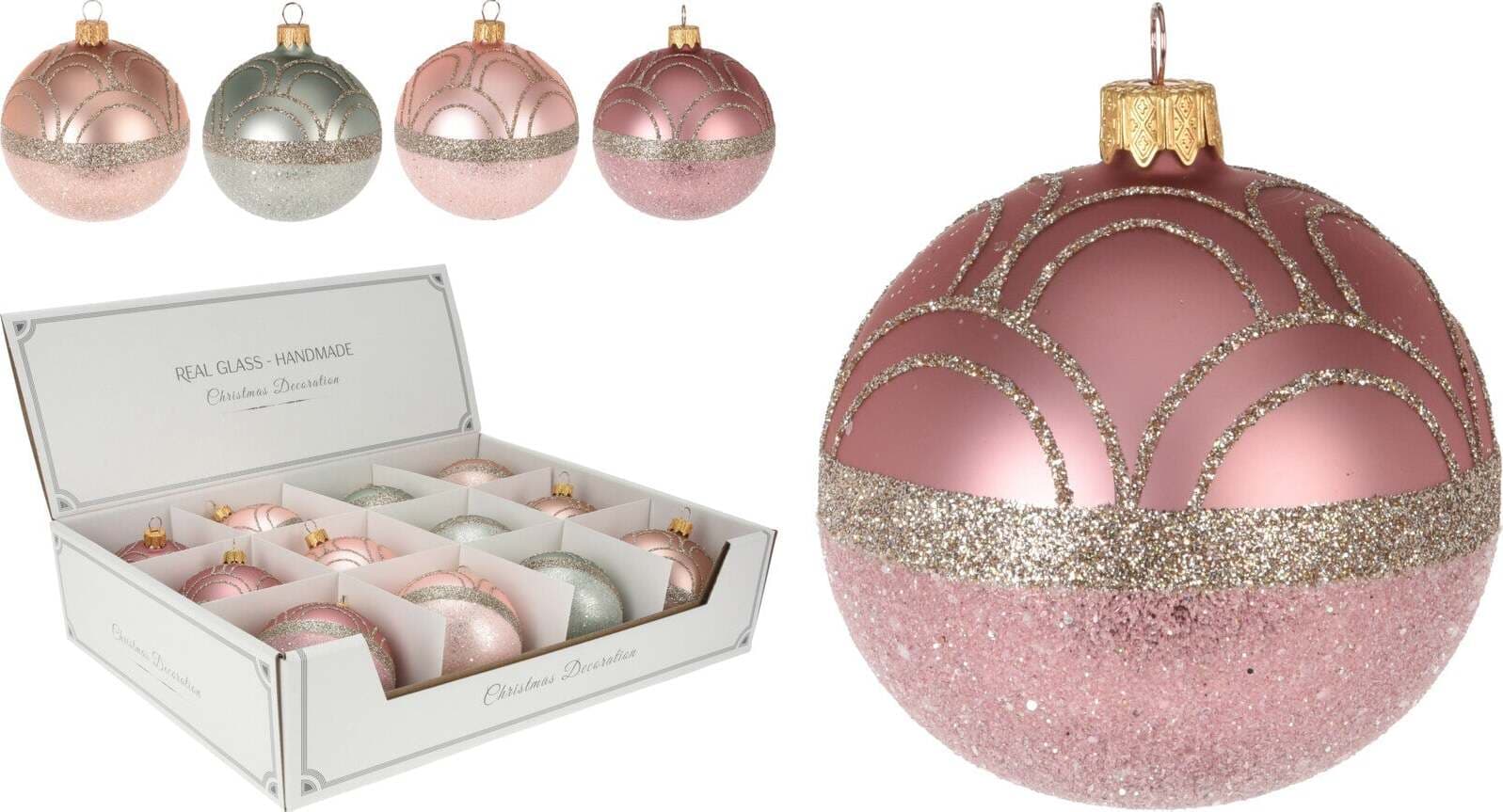 12 palline per albero di natale in vetro con glitter da Ø 8 cm pendaglio decorato Casa e cucina/Decorazioni per interni/Addobbi e decorazioni per ricorrenze/Decorazioni natalizie/Addobbi e decorazioni/Palle e palline MagiediNatale.it - Altamura, Commerciovirtuoso.it