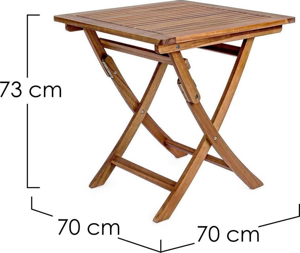 Tavolino da bar pieghevole "Noemi" in legno di acacia, finitura ad olio, per esterno Giardino e giardinaggio/Arredamento da giardino e accessori/Tavoli e tavolini/Tavoli standard Decor Space - Altamura, Commerciovirtuoso.it