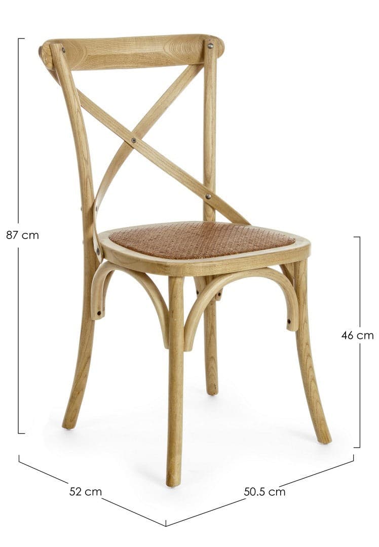 Sedia "Cross" con struttura in legno di olmo, per arredo interno 50,5 x 52 x h 87 cm in Sedie Decor Space - Altamura, commercioVirtuoso.it