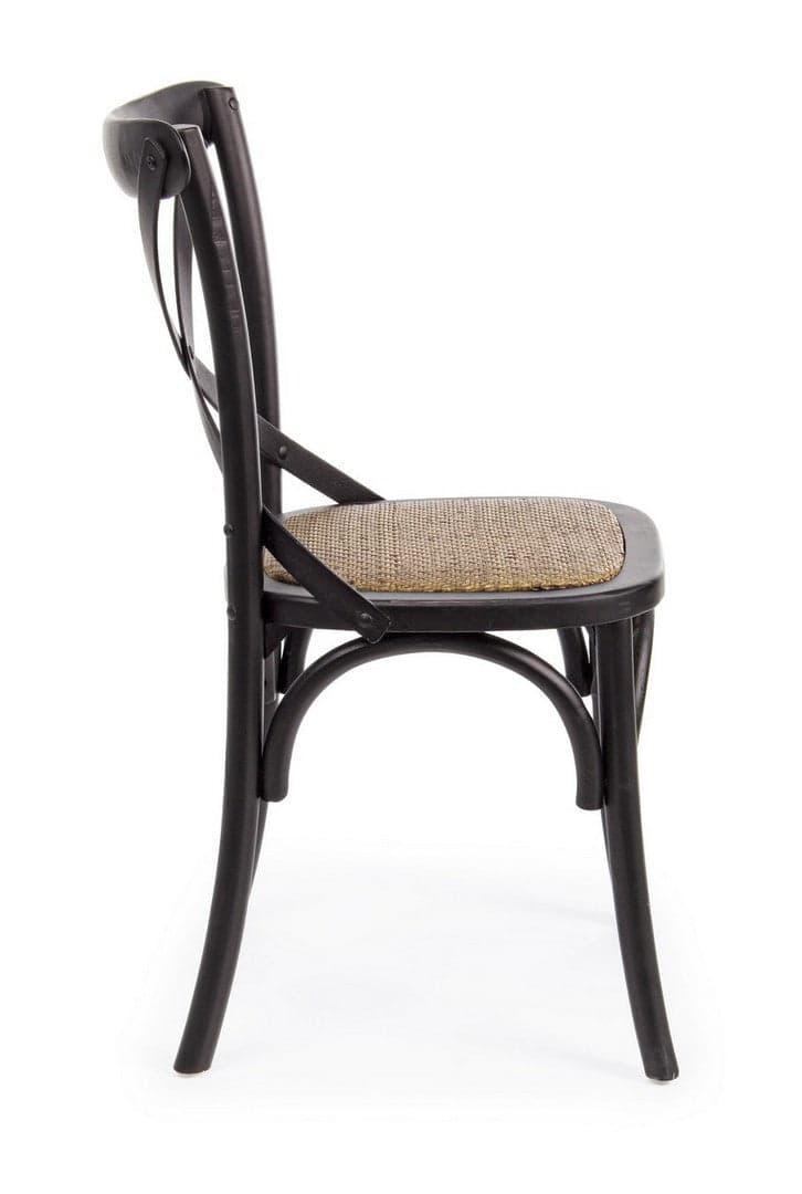 Sedia "Cross" con struttura in legno di olmo, per arredo interno 50,5 x 52 x h 87 cm in Sedie Decor Space - Altamura, commercioVirtuoso.it