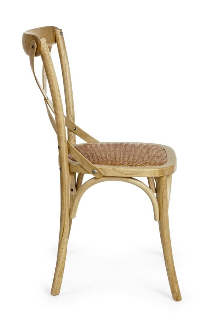 Sedia "Cross" con struttura in legno di olmo, per arredo interno 50,5 x 52 x h 87 cm in Sedie Decor Space - Altamura, commercioVirtuoso.it