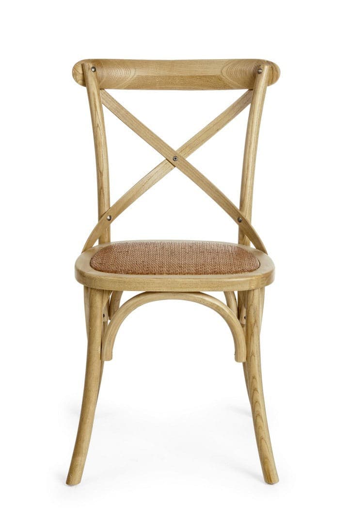 Sedia "Cross" con struttura in legno di olmo, per arredo interno 50,5 x 52 x h 87 cm in Sedie Decor Space - Altamura, commercioVirtuoso.it
