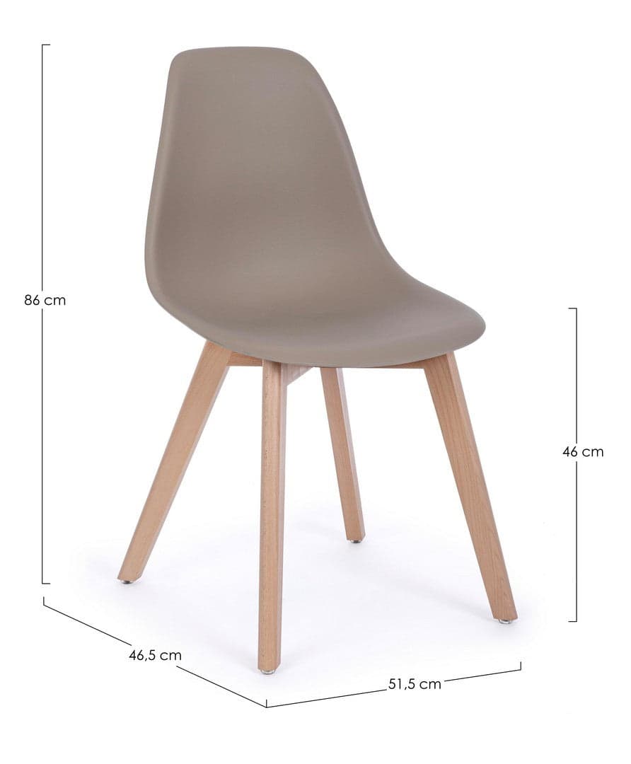 Sedia "System" con gambe in legno di faggio, per arredo interno 51,5 x 46,5 x h 86 cm in Sedie Decor Space - Altamura, commercioVirtuoso.it