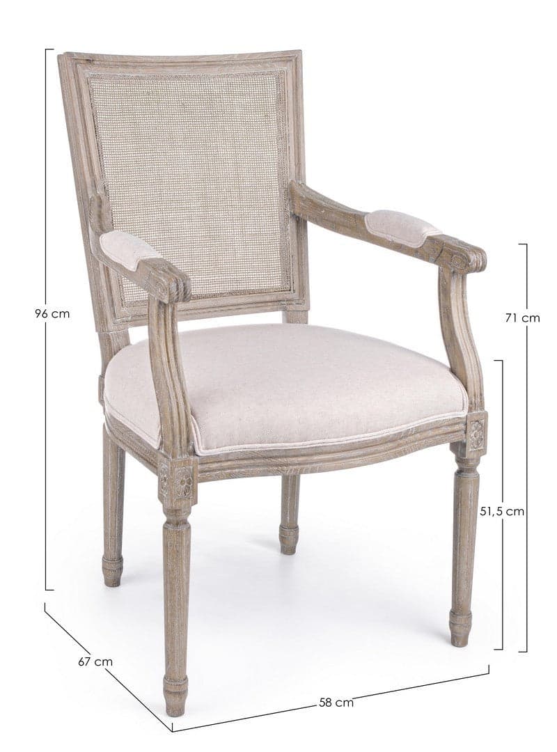 Sedia "Liliane" con struttura in legno di frassino, per arredo interno con braccioli, 58 x 67 x h 96 cm in Sedie Decor Space - Altamura, commercioVirtuoso.it