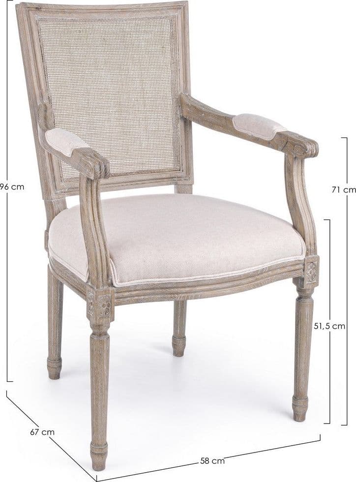 Sedia "Liliane" con struttura in legno di frassino, per arredo interno con braccioli, 58 x 67 x h 96 cm Casa e cucina/Arredamento/Sala da pranzo/Sedie Decor Space - Altamura, Commerciovirtuoso.it