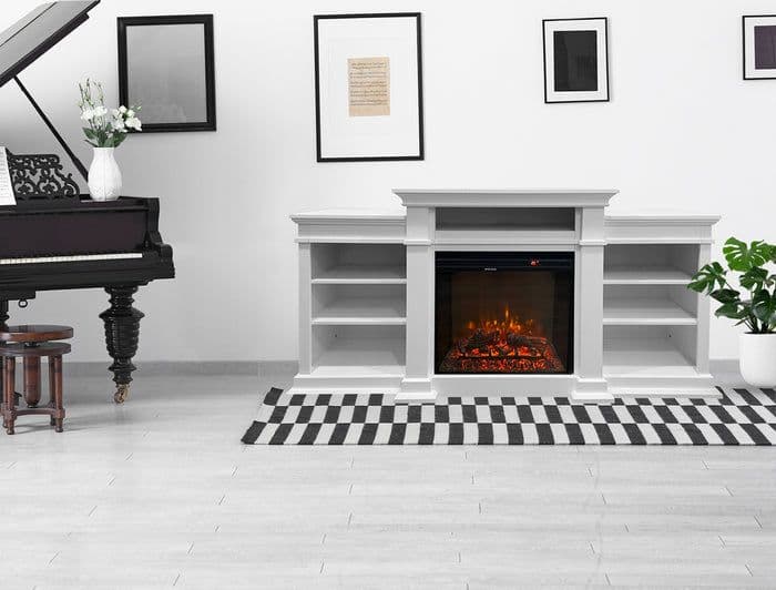 Camino elettrico da terra "Biden" in legno 1800 W arredamento Moderno in Stufe elettriche Decor Space - Altamura, commercioVirtuoso.it