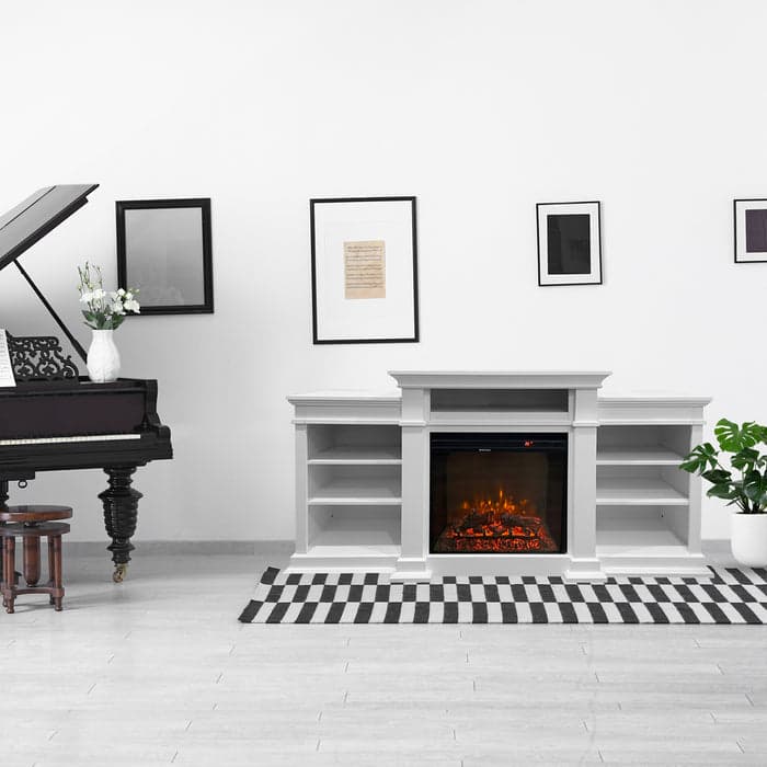 Camino elettrico da terra "Biden" in legno 1800 W arredamento Moderno in Stufe elettriche Decor Space - Altamura, commercioVirtuoso.it