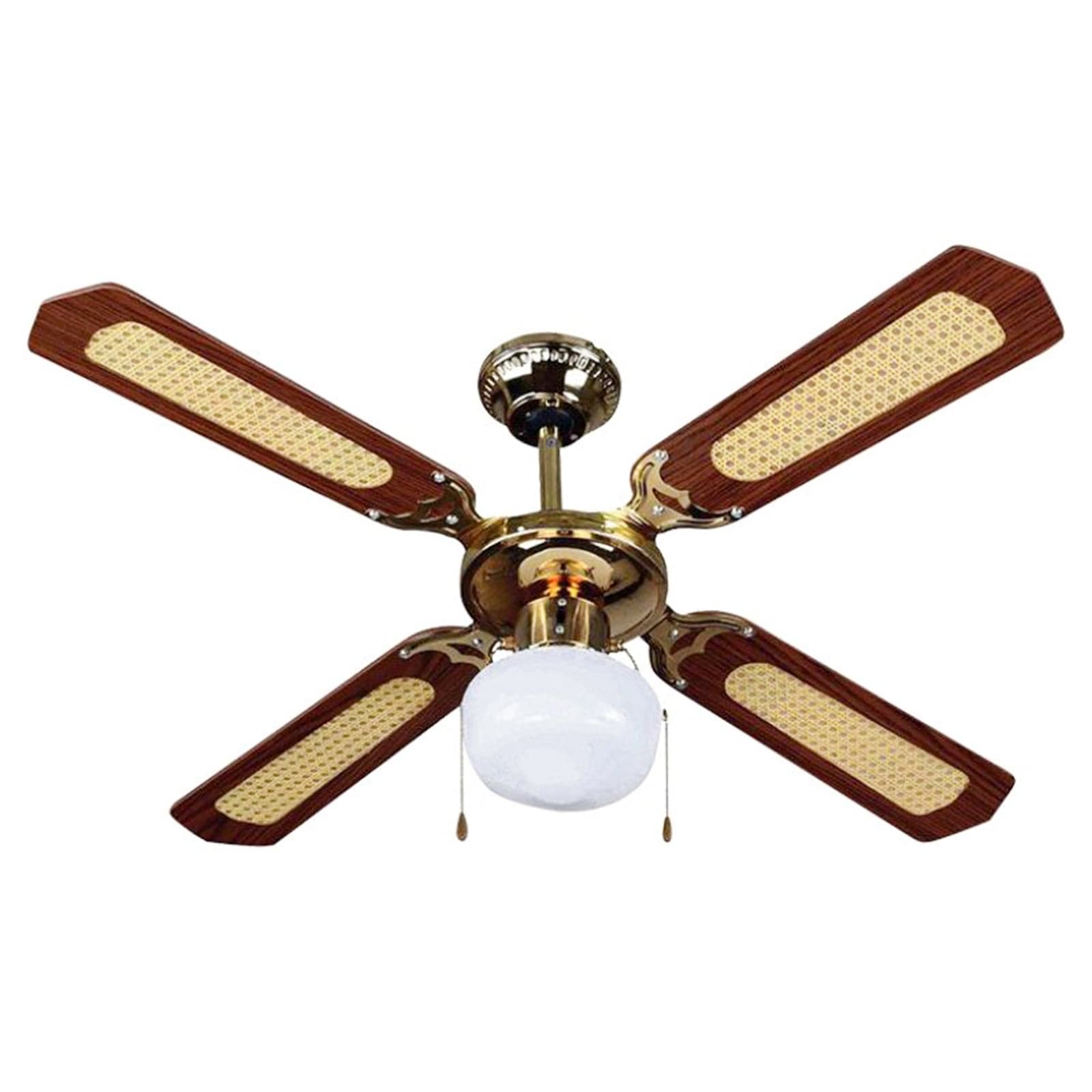 Ventilatore a soffitto vintage con 4 pale in legno e luce 70 w Ø 130 cm Noce in Ventilatori a piantana Decor Space - Altamura, commercioVirtuoso.it