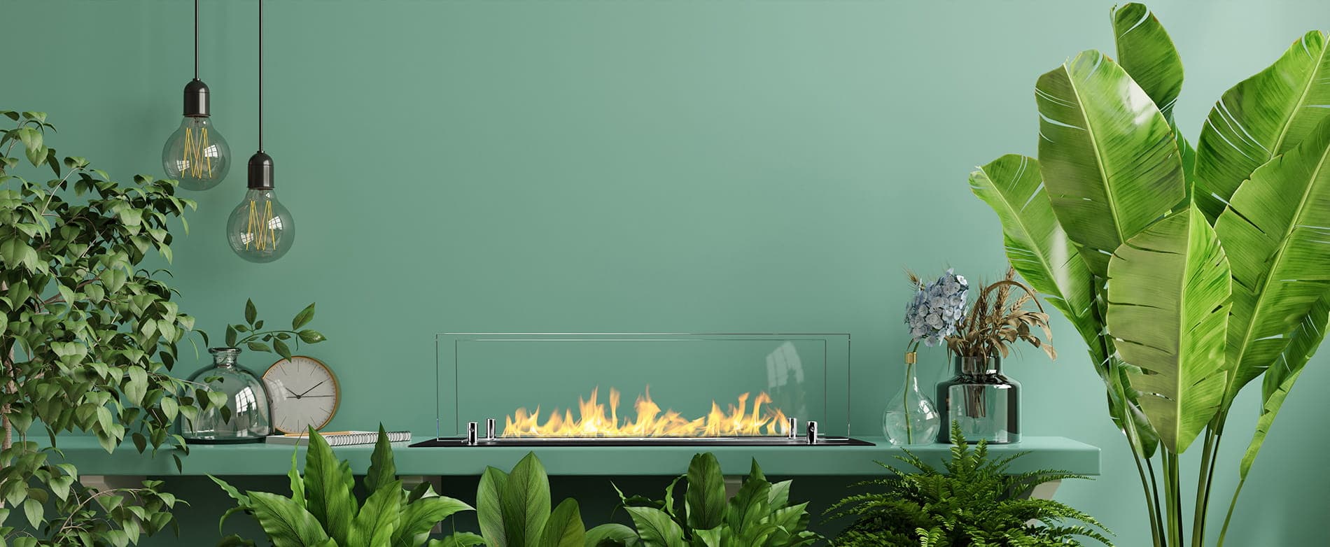 Bruciatore a Bioetanolo in Acciaio con vetri serbatoio da incasso da 0,7 lt 65 cm in Caminetti gel ed etanolo Decor Space - Altamura, commercioVirtuoso.it