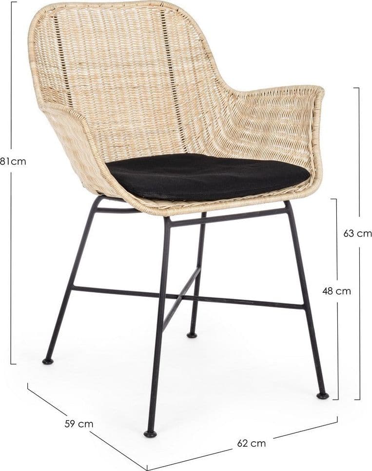 Sedia "Atica" con struttura in acciaio verniciato a polvere epossidica, per arredo interno con braccioli, 62 x 59 x h 81 cm Casa e cucina/Arredamento/Sala da pranzo/Sedie Decor Space - Altamura, Commerciovirtuoso.it