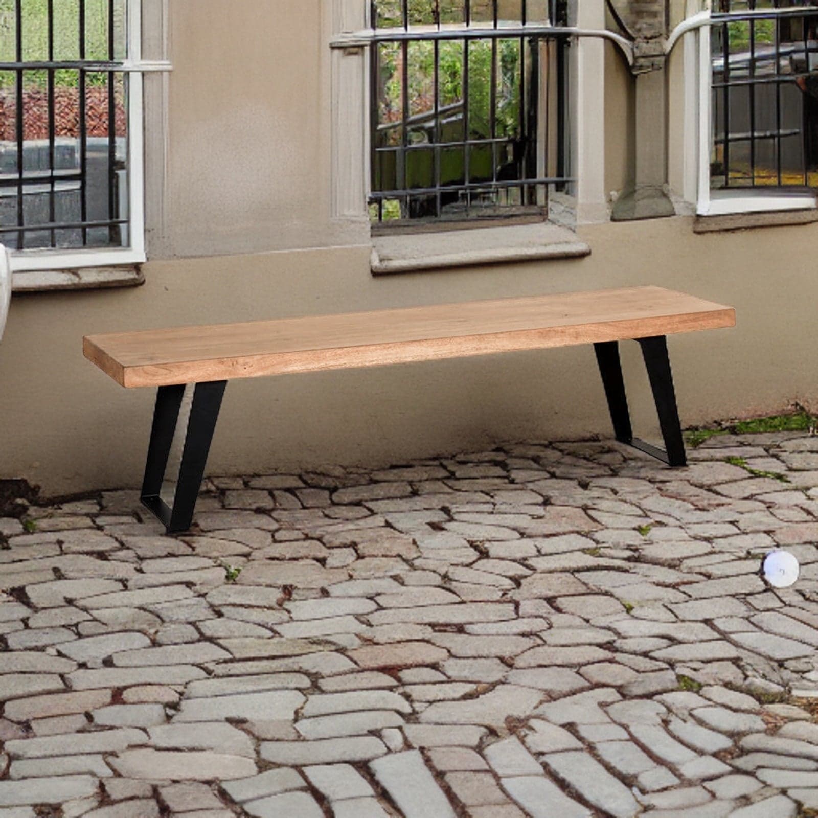 Panca in legno con struttura in metallo, per tavolo da 180 cm in Panche Decor Space - Altamura, commercioVirtuoso.it